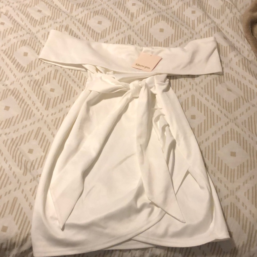 White off the shoulder mini dress